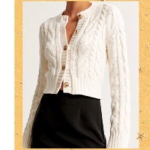 Abercrombie & Fitch Cream Cable Knit Cardigan